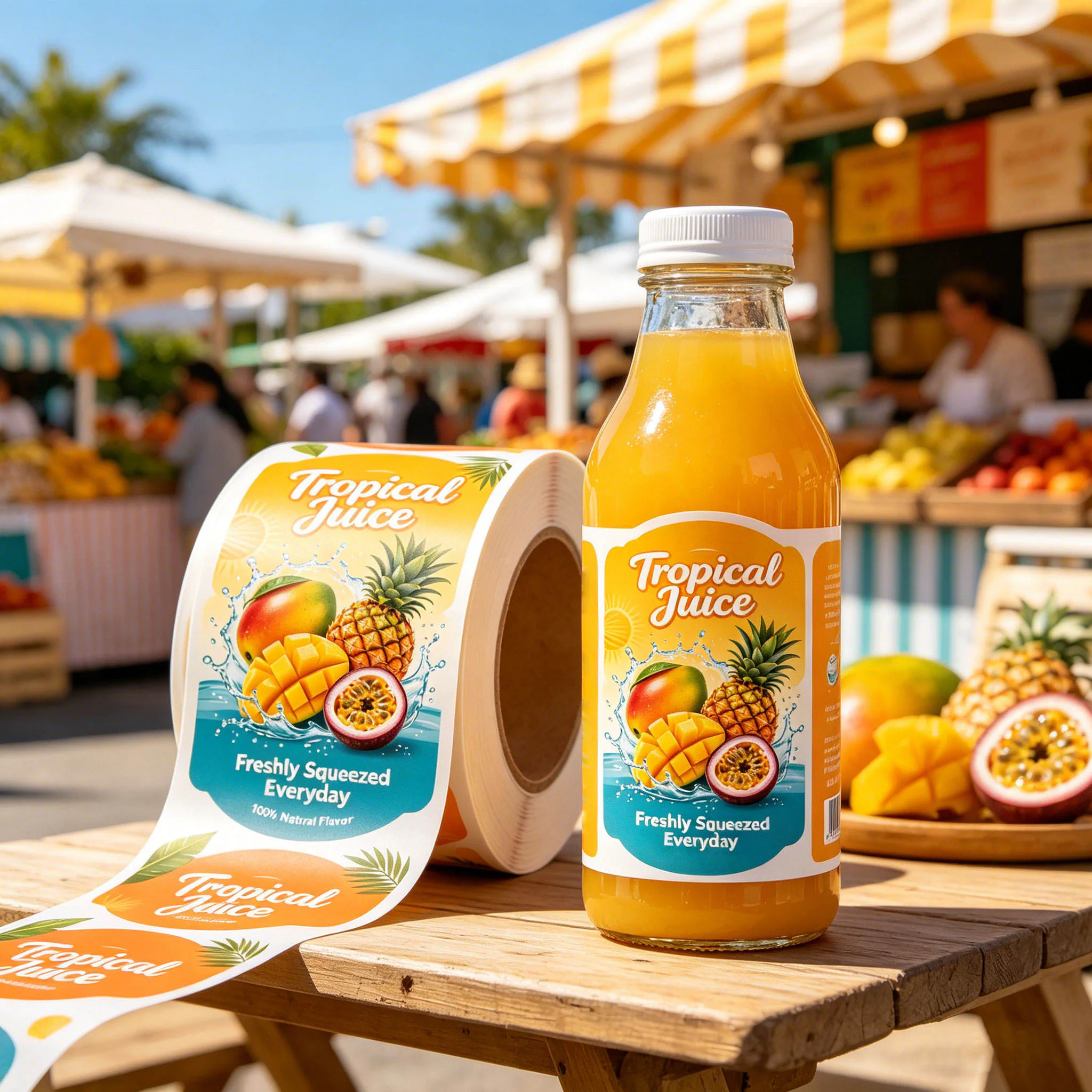 Tropical Juice Labels for custom packaging labels