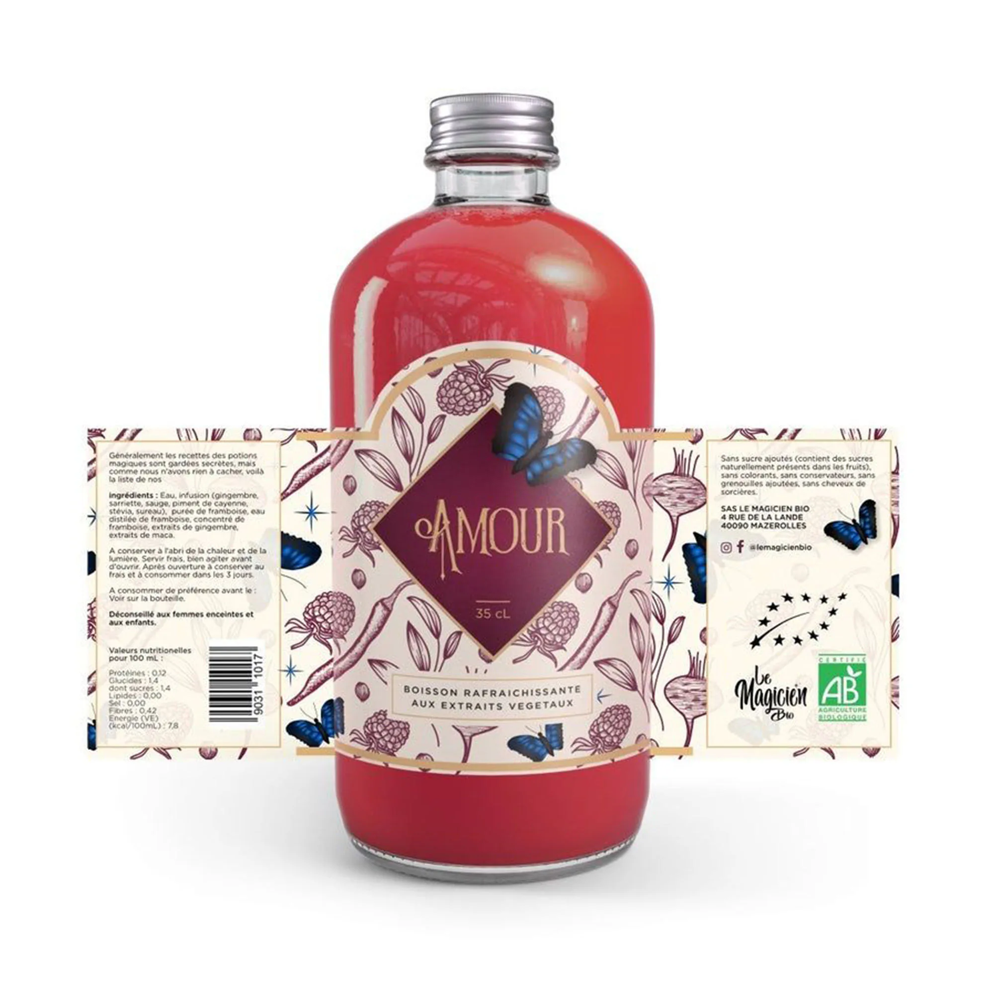 Juice Front & Back Labels for custom packaging labels