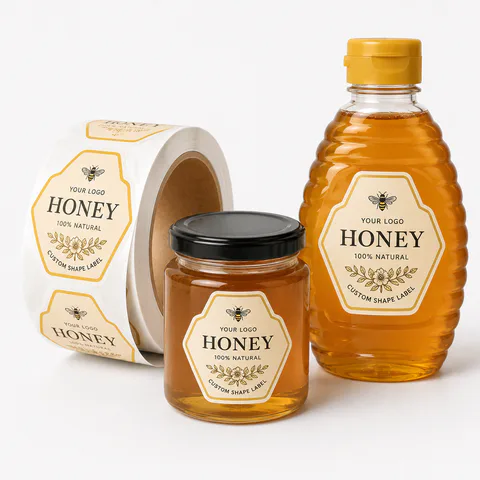 Honey Bottle Labels for custom packaging labels