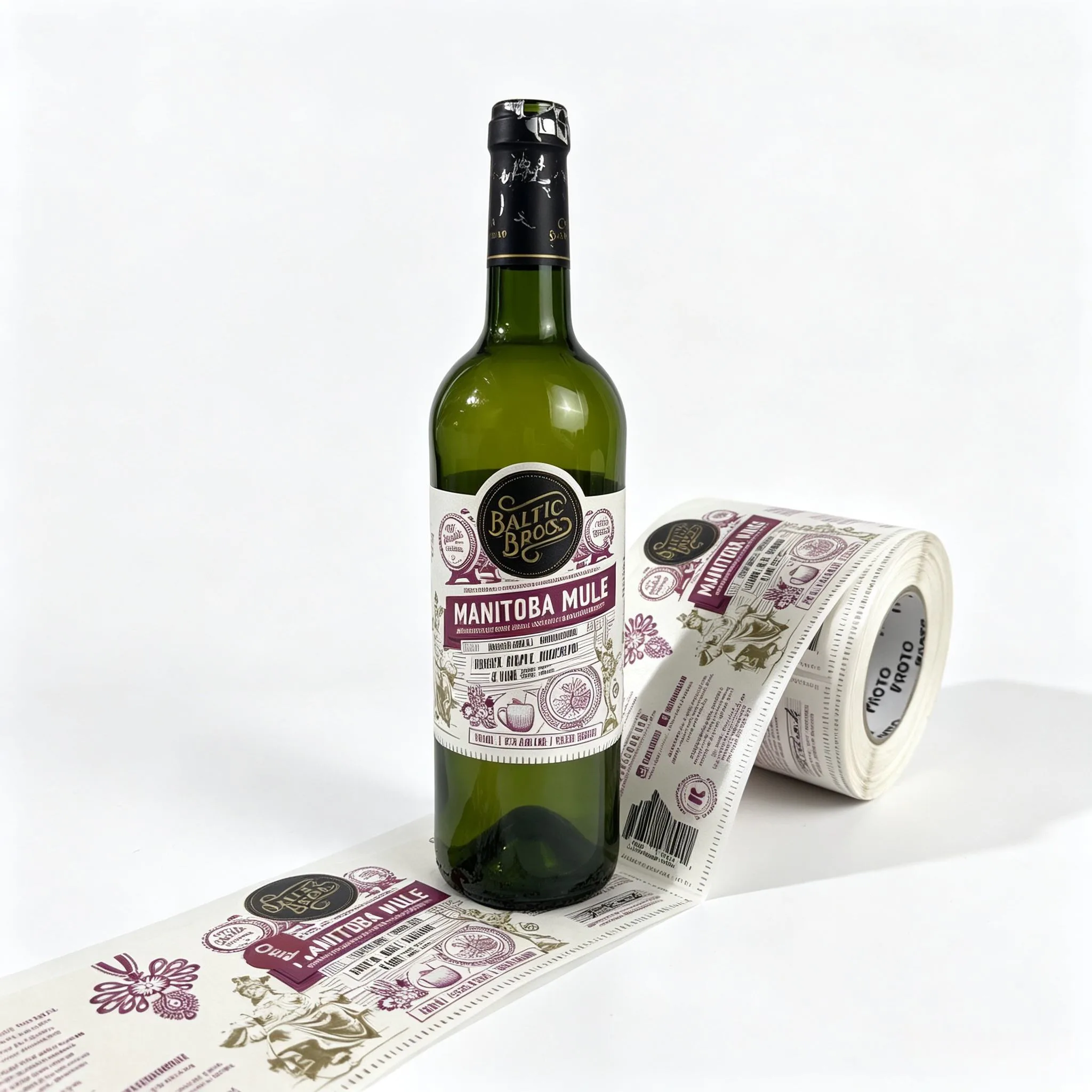 Green Bottle Labels for custom packaging labels